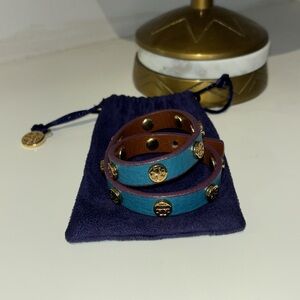 Tory Burch leather wrap logo bracelet